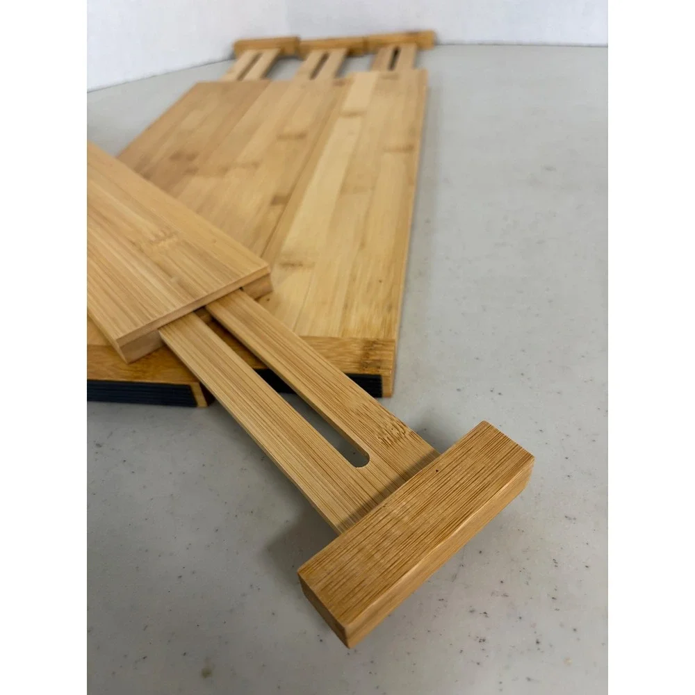 Bamboo Adjustable Drawer Dividers Set of 4 Spring Loaded Wood Organizers Natural